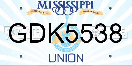 GDK5538 Mississippi License Plate