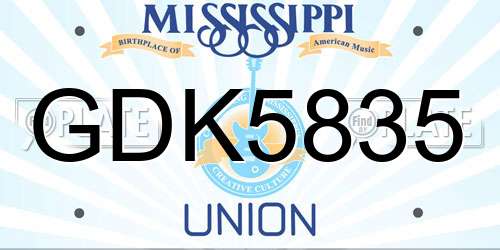 GDK5835 Mississippi License Plate