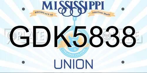 GDK5838 Mississippi License Plate