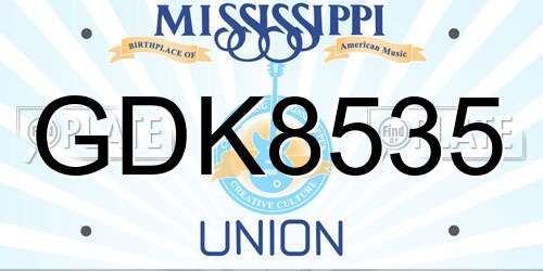 GDK8535 Mississippi License Plate