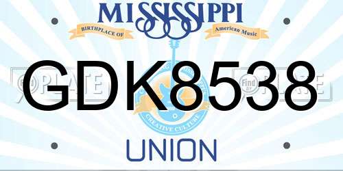 GDK8538 Mississippi License Plate