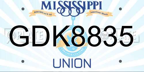 GDK8835 Mississippi License Plate