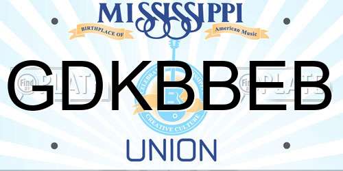 GDKBBEB Mississippi License Plate
