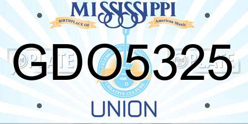 GDO5325 Mississippi License Plate