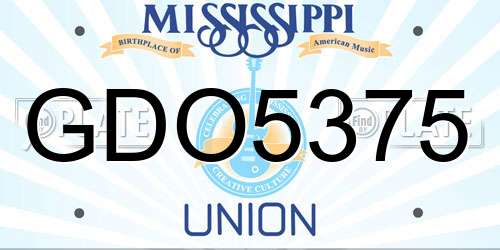 GDO5375 Mississippi License Plate