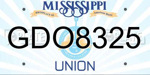 GDO8325 Mississippi License Plate