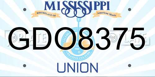GDO8375 Mississippi License Plate