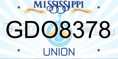 GDO8378 Mississippi License Plate