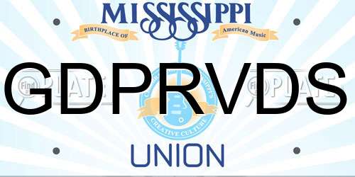 GDPRVDS Mississippi License Plate
