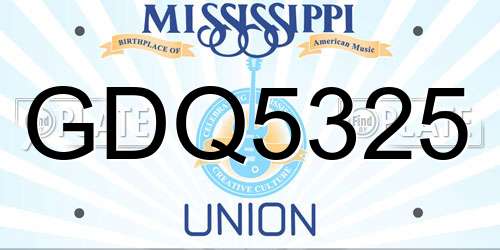 GDQ5325 Mississippi License Plate