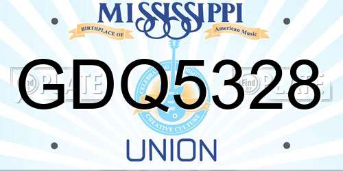 GDQ5328 Mississippi License Plate