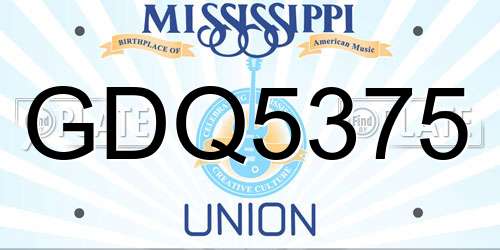 GDQ5375 Mississippi License Plate