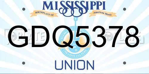 GDQ5378 Mississippi License Plate