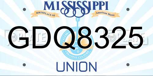 GDQ8325 Mississippi License Plate