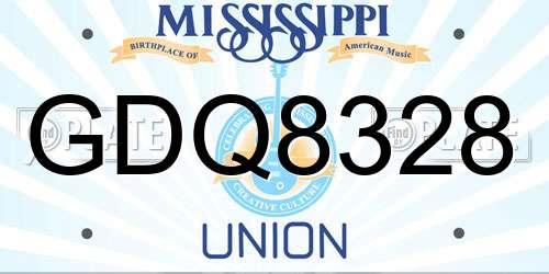 GDQ8328 Mississippi License Plate