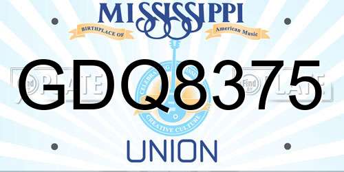 GDQ8375 Mississippi License Plate