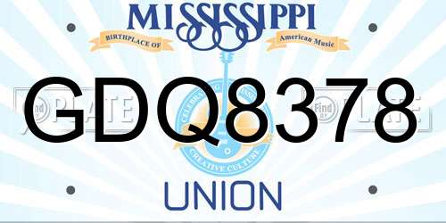 GDQ8378 Mississippi License Plate