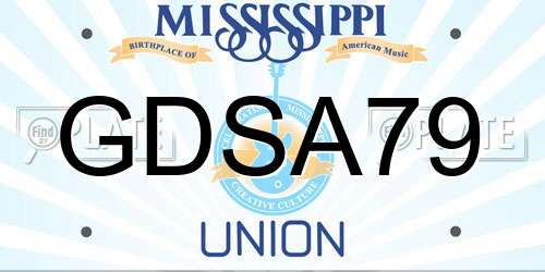 GDSA79 Mississippi License Plate