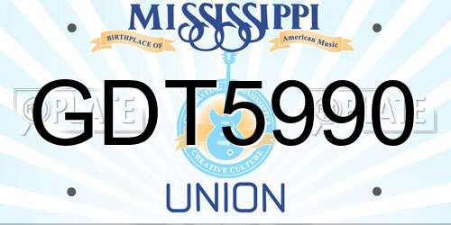GDT5990 Mississippi License Plate