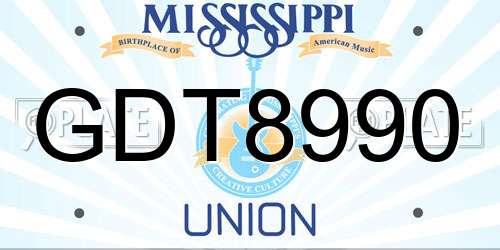 GDT8990 Mississippi License Plate