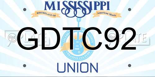 GDTC92 Mississippi License Plate