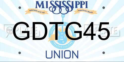 GDTG45 Mississippi License Plate