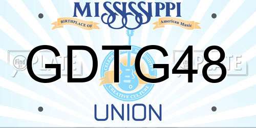 GDTG48 Mississippi License Plate