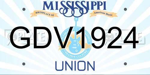 GDV1924 Mississippi License Plate
