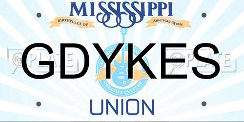 GDYKES Mississippi License Plate
