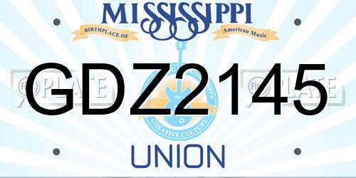 GDZ2145 Mississippi License Plate
