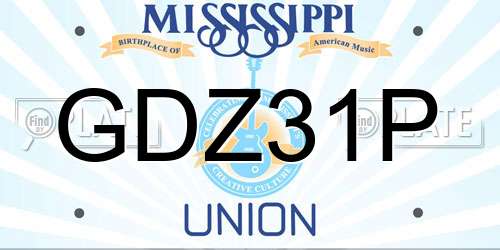 GDZ31P Mississippi License Plate