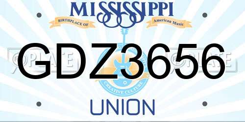 GDZ3656 Mississippi License Plate