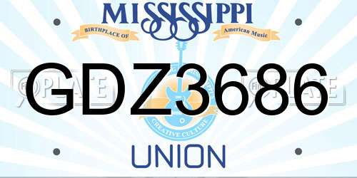 GDZ3686 Mississippi License Plate