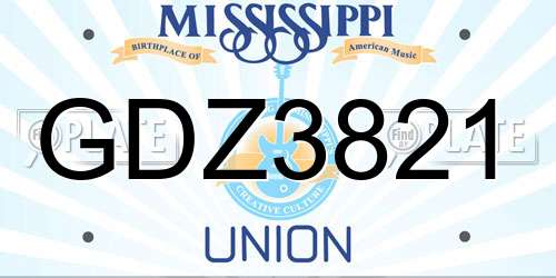 GDZ3821 Mississippi License Plate