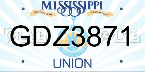GDZ3871 Mississippi License Plate