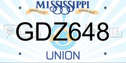 GDZ648 Mississippi License Plate