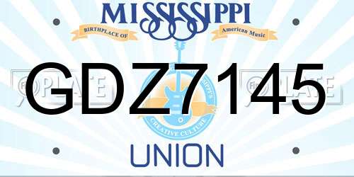 GDZ7145 Mississippi License Plate