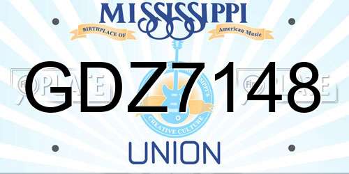 GDZ7148 Mississippi License Plate