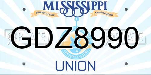 GDZ8990 Mississippi License Plate