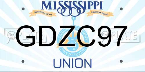GDZC97 Mississippi License Plate