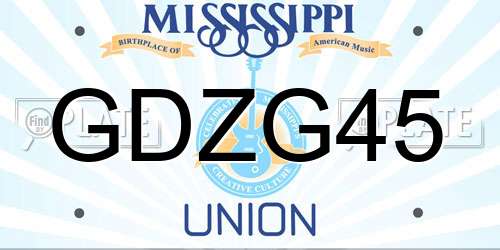 GDZG45 Mississippi License Plate