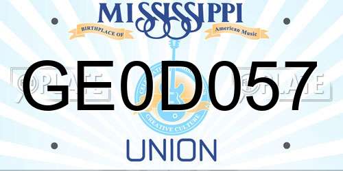 GE0D057 Mississippi License Plate