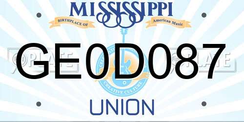GE0D087 Mississippi License Plate
