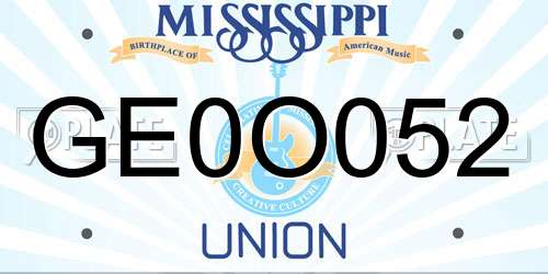 GE0O052 Mississippi License Plate