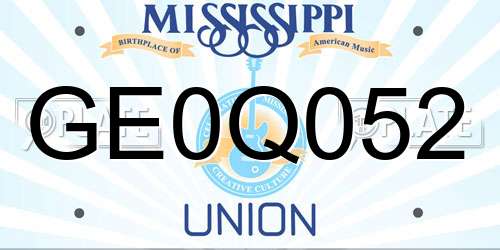 GE0Q052 Mississippi License Plate