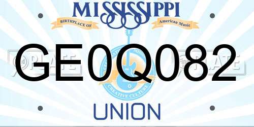 GE0Q082 Mississippi License Plate