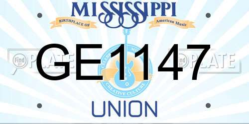 GE1147 Mississippi License Plate