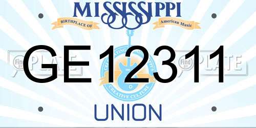 GE12311 Mississippi License Plate