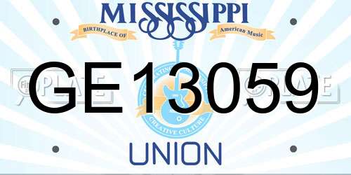 GE13059 Mississippi License Plate