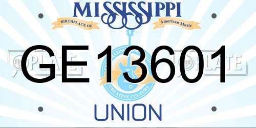 GE13601 Mississippi License Plate